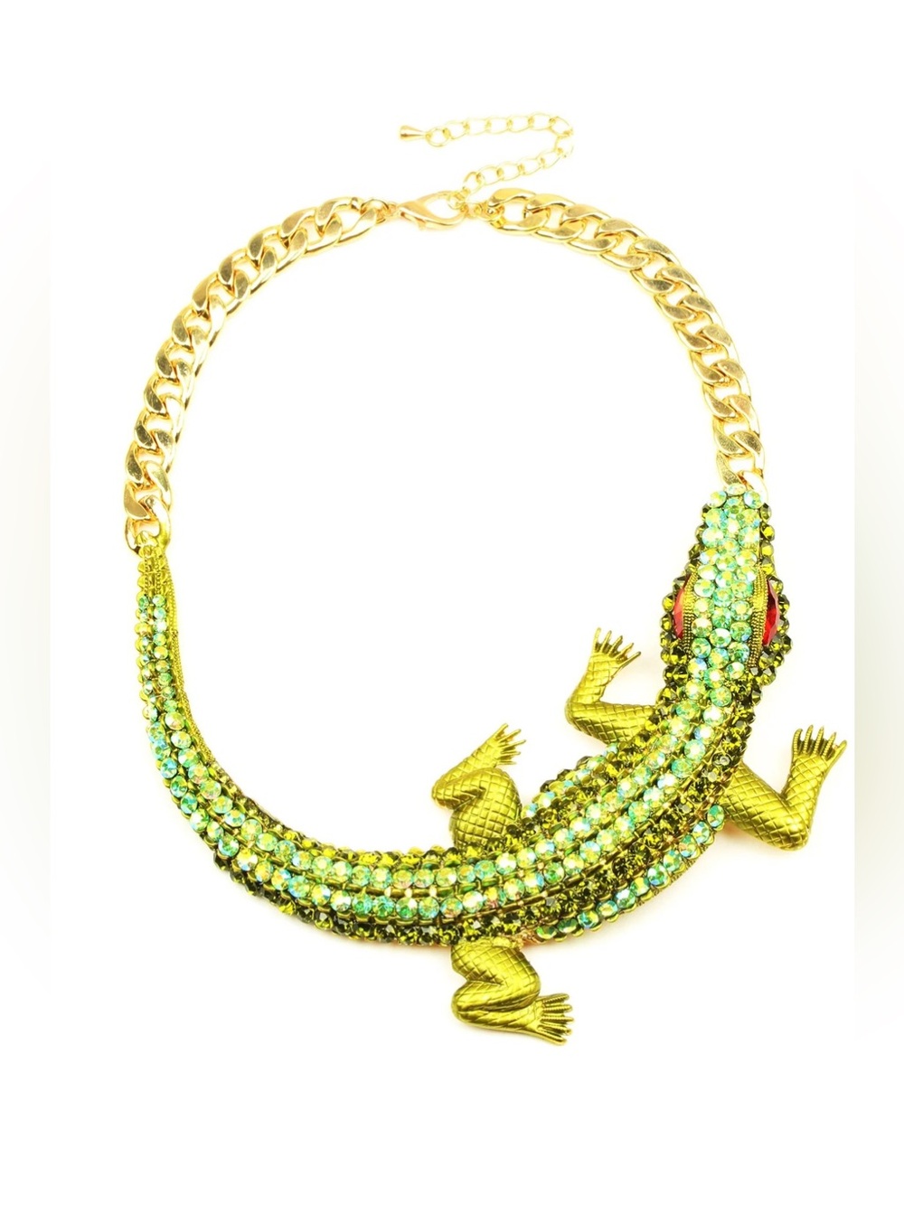 Eye Candy Los Angeles Gold Alligator Statement Necklace NWT